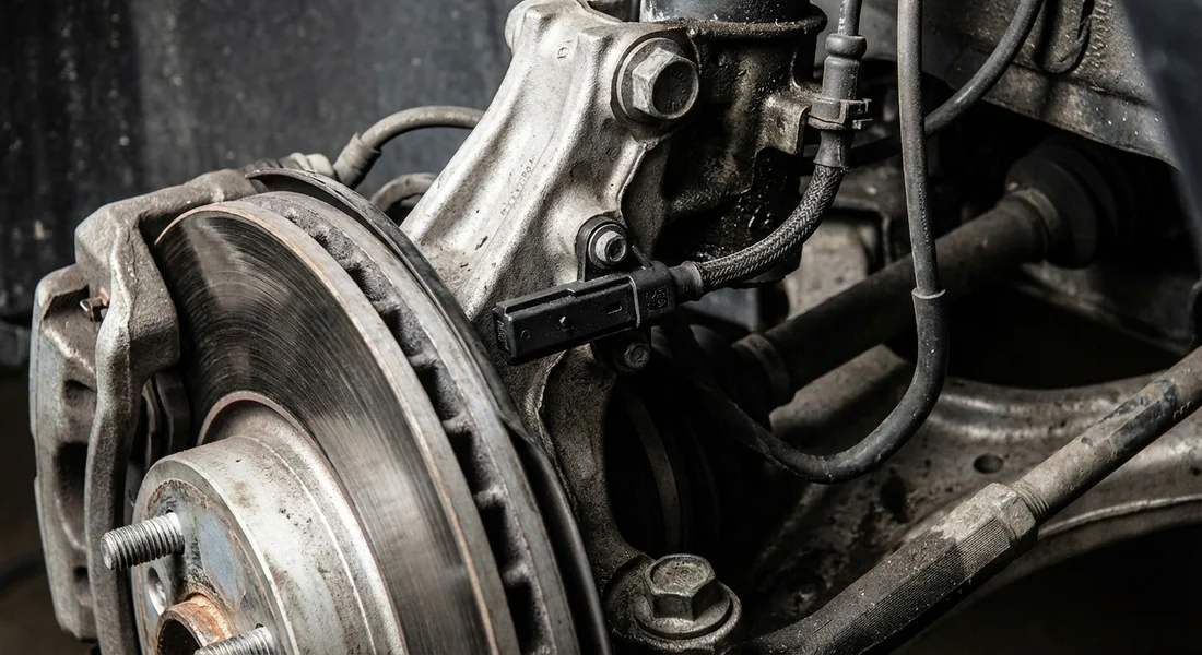 Capteur de vitesse ABS sur une roue de Mercedes