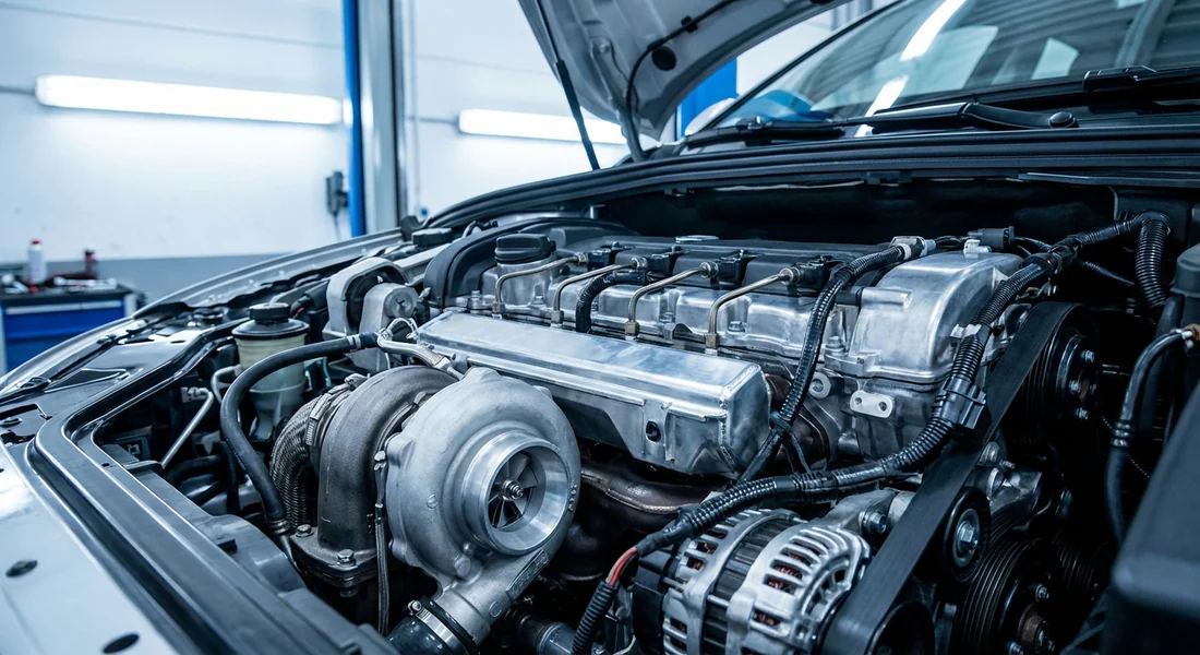 Moteur Volvo D5 sous le capot d'un XC90 bien entretenu.